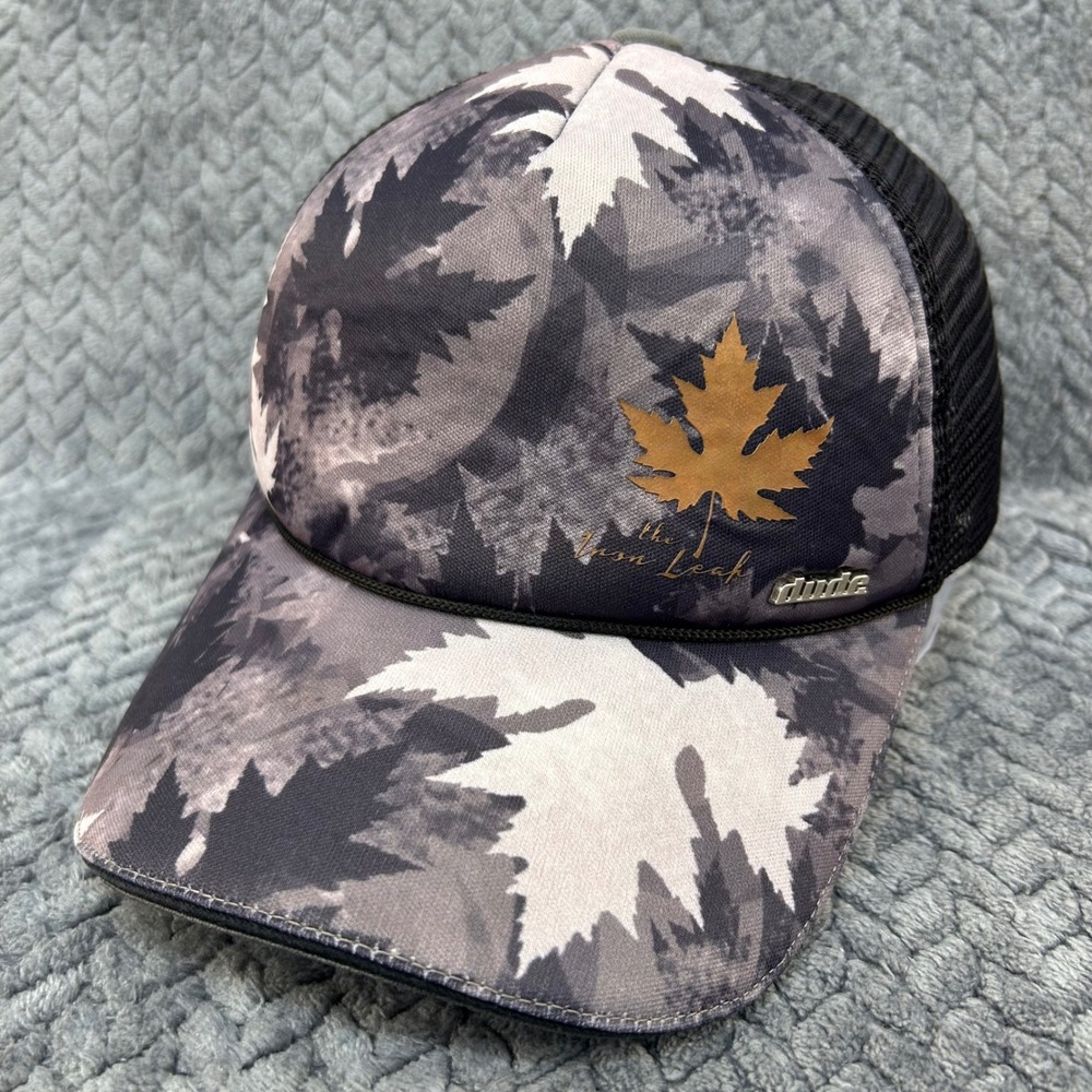 Dude Iron Leaf Mens Grey Disc Golf Trucker Hat Camo Limited Edition OSFM